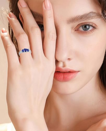 Celtic Birthstone Rings for Women 925 Sterling Silver Celtic Knot Ring 3-Stone Promise Rings for Her Wife Birthday Anniversary Wedding Jewelry4