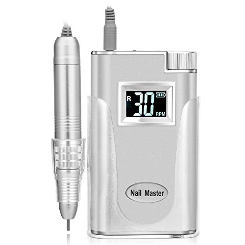 Nail Drill Machine Rechargeable 30000rpm, Professional Portable Electric Nail File Bit Set - Electric Nail E File Drills for Shaping Buffing Removing Acrylic Nails Gel Nails