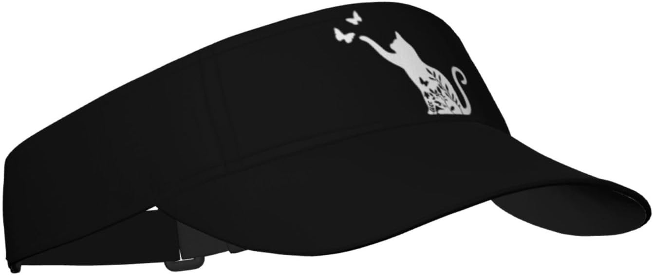 Women's Floral Cat Sun Visor Hat - Adjustable Empty Top Sport Baseball Cap for Men, Women, Running, Golf, Tennis - Image 2