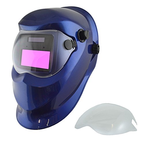Masque soudure automatique bleu pour éviter la fatigue oculaire avec son écran de broyage