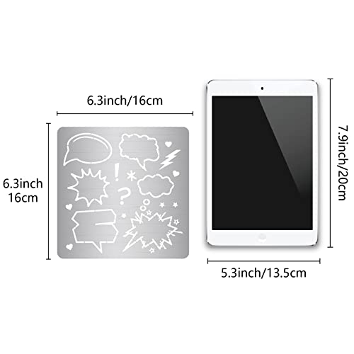 GORGECRAFT Comic Stencil Reusable Journal Stainless Steel Punctuation Stencils Comical Dialog Box Template for Drawing Writing Scrap Booking Bullet Journaling Canvas Furniture Pyrography Engraving - Image 2