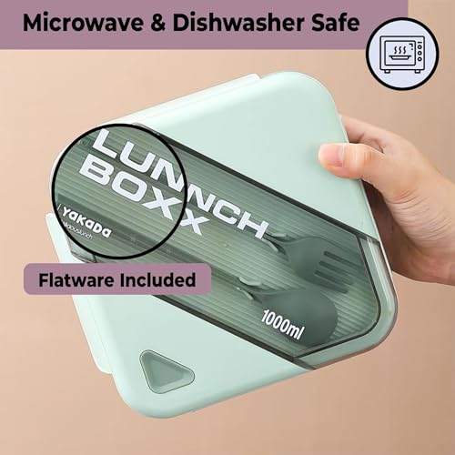 Image of Urbane Home Insulated Lunch Box For Kids & Adults|Premium Food-Grade PP Plastic|Leakproof & Spill Proof|Dishwasher & Microwave Safe Lunch Box|1000 ML|HX0044281|Green