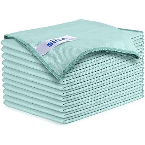 MR.SIGA Ultra Fine Microfiber Cloths for Glass, Pack of 12, 35 x 40cm 13.7" x 15.7" Cover