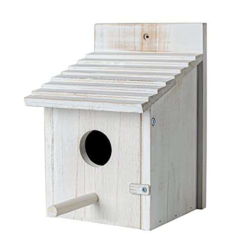 NATUREYLWL Wooden Bird House for Outside with Perch - Weatherproof Hanging Birdhouse for Finches, Bluebirds, Cardinals - Outdoor Garden Birdhouse with Easy Clean Design