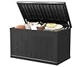 Skepphlay 230 Gallon Deck Box Large Outdoor Storage Box, Black Waterproof Deck Storage Bench, 440 lbs Load Capacity Outdoor Storage Bin for Garden, Patio, Pool, Boat