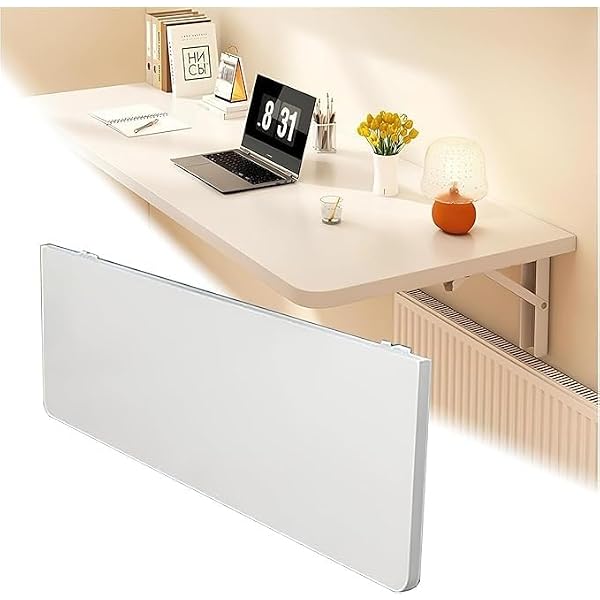 Pływający, montowany na ścianie, składany drewniany stół z liśćmi, oszczędzający miejsce, barek śniadaniowy(White,120 * 30cm/47.2 * 11.8in)