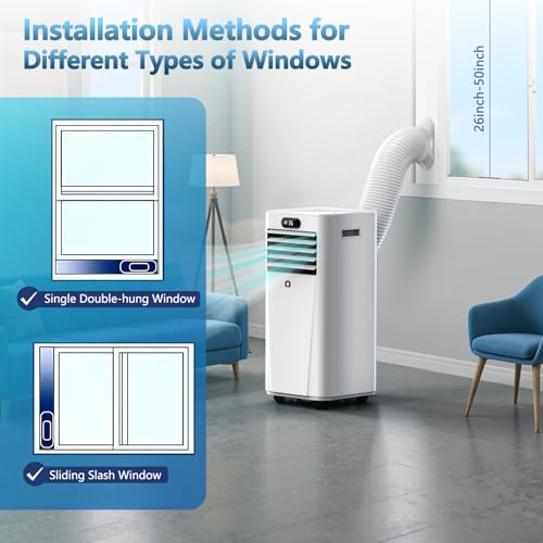 Portable Air Conditioners,10,000 BTU 3-in-1 Portable AC unit for Rooms up to 450 Sq. Ft, Featuring 24H Timer, Smart Sleep Mode, Window Kits Included, Perfect for Bedrooms, Kitchens, and Apartments - Image 4