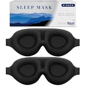 Sleep Mask [2 Pack] – Eye Mask for Sleeping – Patented, Contoured, 100% Blackout, Zero Pressure Sleeping Masks for Women and Men, Blindfold and Eye Covers – S2 Black