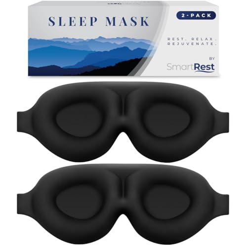Sleep Mask [2 Pack] – Eye Mask for Sleeping – Patented, Contoured, 100% Blackout, Zero Pressure Sleeping Masks for Women and Men, Blindfold and Eye Covers – S2 Black