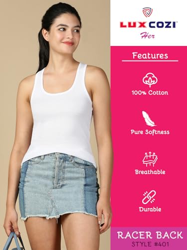 Image of Lux Cozi Women Cotton Racerback Tank Top | Pack of 3