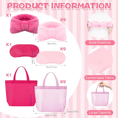 TESIN 10 Stück Geburtstags-Roben-Set für Mädchen – Satin-Kimono mit Birthday Princess & Birthday Squad + 10 Stirnbänder + 10 Schlafmasken + 10 Geschenkbeutel – Größe 14