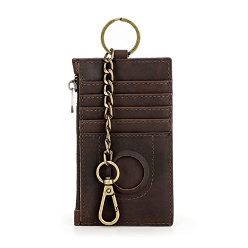 Portefeuille Airtag,porte Carte Airtag,porte Feuille,porte-monnaie Zippé En Cuir Véritable Pour Hommes,porte Carte,porte Carte Bus,porte Monnaie,airtag,a(Size:7.5cm*13cm*1cm /2.9*5.1*0.3in,Color:brun) Cover
