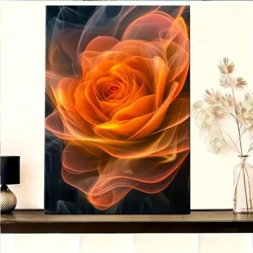 Tableau abstrait rose orange pour illuminer la déco du salon