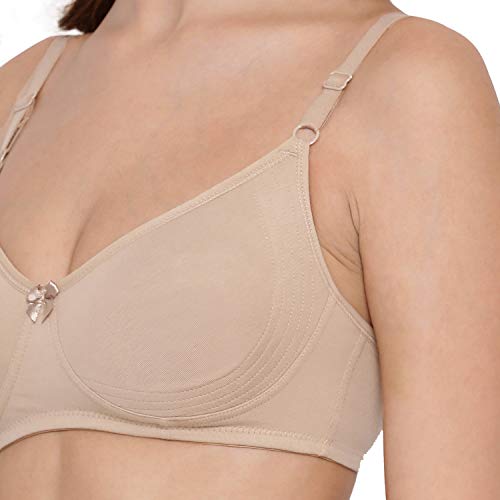 Image of Lyra Women's Moulded Encircled Bra(513) Pack of 2 White & Black,30B 2PC Skin & Wine