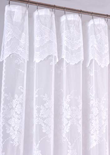 Thanos Romance Lace Flower Shower Curtain With An Attached Valance, 70 X 72 Long (White) #TOP2