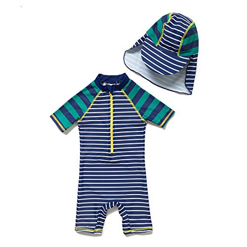 BONVERANO Traje de baño para bebés y niños, Traje de baño Cremallera de una Pieza con protección Solar UPF 50+ (Verde, 6-9 Meses) Cover