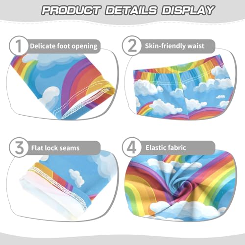 Rainbow and Cloud Girls Casual Leggings for Kids Printed Long Pant Bottoms Stretch and Soft3