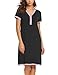 Ekouaer Women's Maternity V-Neck Short Sleeve Patchwork Nursing Breastfeeding Sleepshirts Black