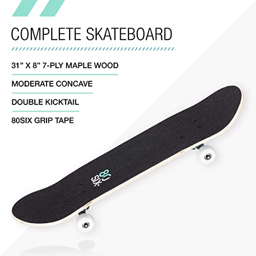image for 80Six Adult and Youth Skateboard with 54mm Urethane Wheels and Carbon 