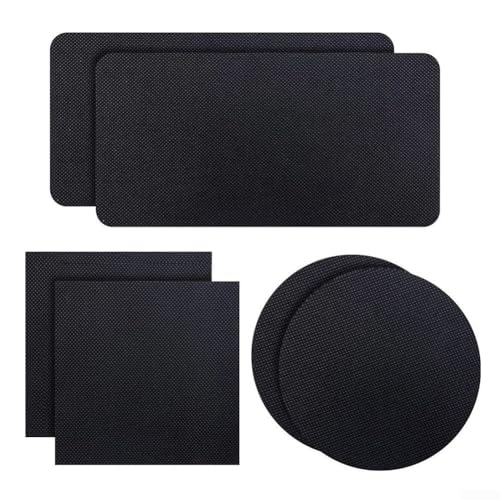 Gdfnmogo 6-teiliges selbstklebendes Reparaturflicken-Set für Sprungmatten und aufblasbares Poolzubehör, rechteckig, quadratisch, rund, Gummi-Polyester, wasserdichte Flicken, einfach zu verwenden