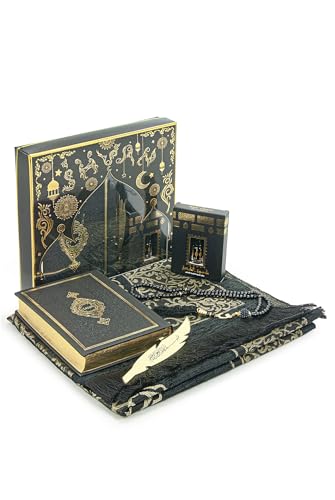 ihvan online Prayer Gift Set for Men & Women, Muslim Prayer Rug, Salah Mat, Beads Taasbih, Arabic Holy Quran