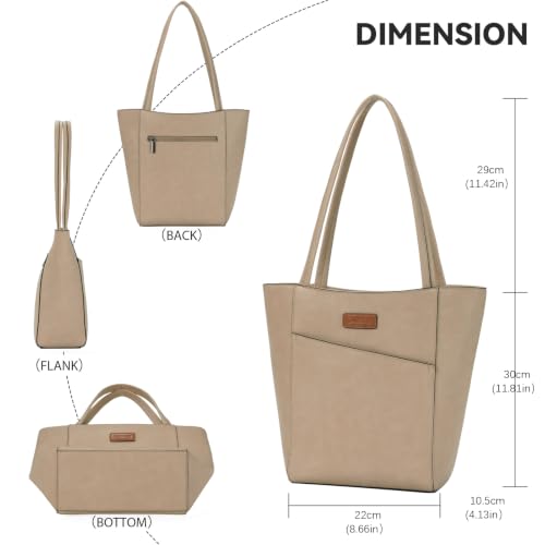 Image of Tote Bag for Women,Large Capacity Straw&Vegan Leather Tote Purses for Women,Shoulder Bags For Daily Travel Work Beach