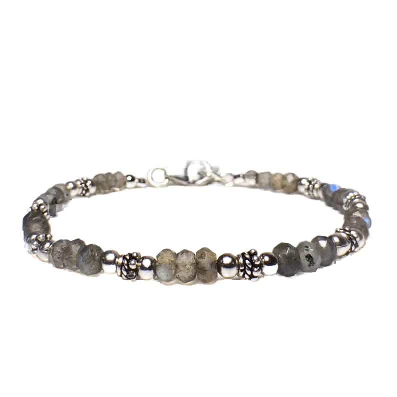 Bracelet en labradorite facettée LKBEADS, éclat minéral unique et fermoir argenté LCBR-3804