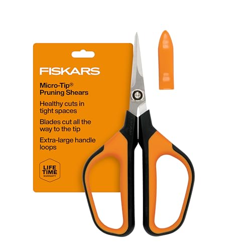 Image of Fiskars 7 inch Loop Micro-Tip Pruning Shears, Garden Snips for Intricate Cuts, Flower (Pack of 6)