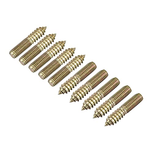 Image of uxcell M10x50mm Hanger Bolts, 30pcs Double Ended Thread Dowel Screws for Wood Furniture Connecting