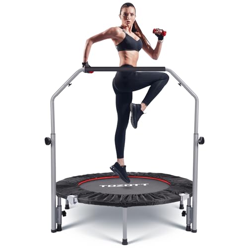 40″/48″ Rebounder for Adults,Fitness Mini Rebounder with Adjustable Foam Handle,Indoor Exercise Workout,Max Load 330lbs/450lbs