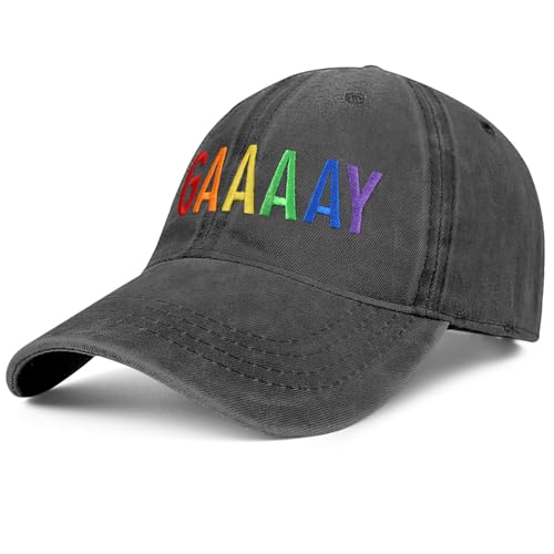 Image of Gay Pride Trucker Hat for Men and Women Rainbow LGBT Embroidered Adjustable Washable Baseball Cap Accessories Gifts