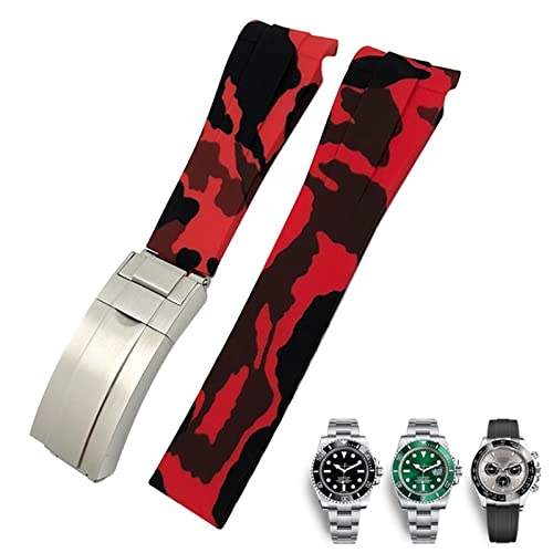 Bracelet de montre en caoutchouc 20 mm 21 mm rouge sport étanche