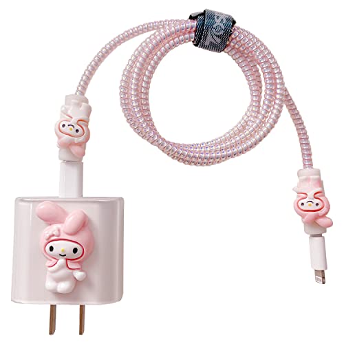 Image of DIY Cable Protector Charger Wire Saver - Data Cable 18W /20W USB-C Charger Line Protector-Compatible with iPhone 14 13 12 11 Pro Max (Pink Cat)