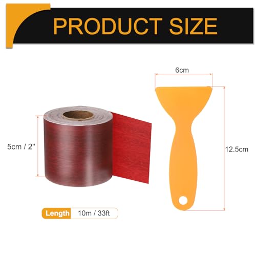 Image of HARFINGTON Wood Grain Repair Tape 2 Inch x 33ft Self Adhesive Repair Patch Tape Simulated Wooden Floor Tapes with Plastic Scraper for Tables Doors Windows Furniture, Walnut