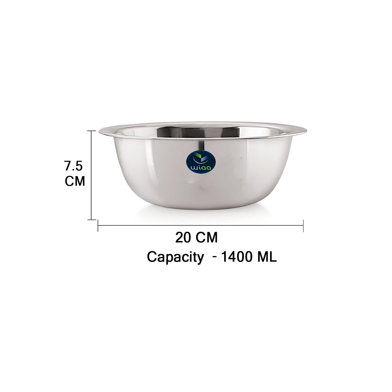 Stainless Steel Mixing Bowl 1400ml | Food-Grade Steel | Lightweight Round Base Bowl | Stackable, Wide Rim, Multipurpose Kitchen Use (Pack of 1) — Amazon image 2