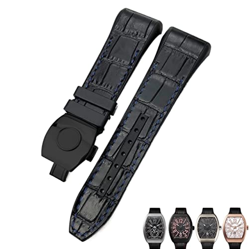 Bracelet montre 28 mm silicone et cuir de vache avec boucle pliable