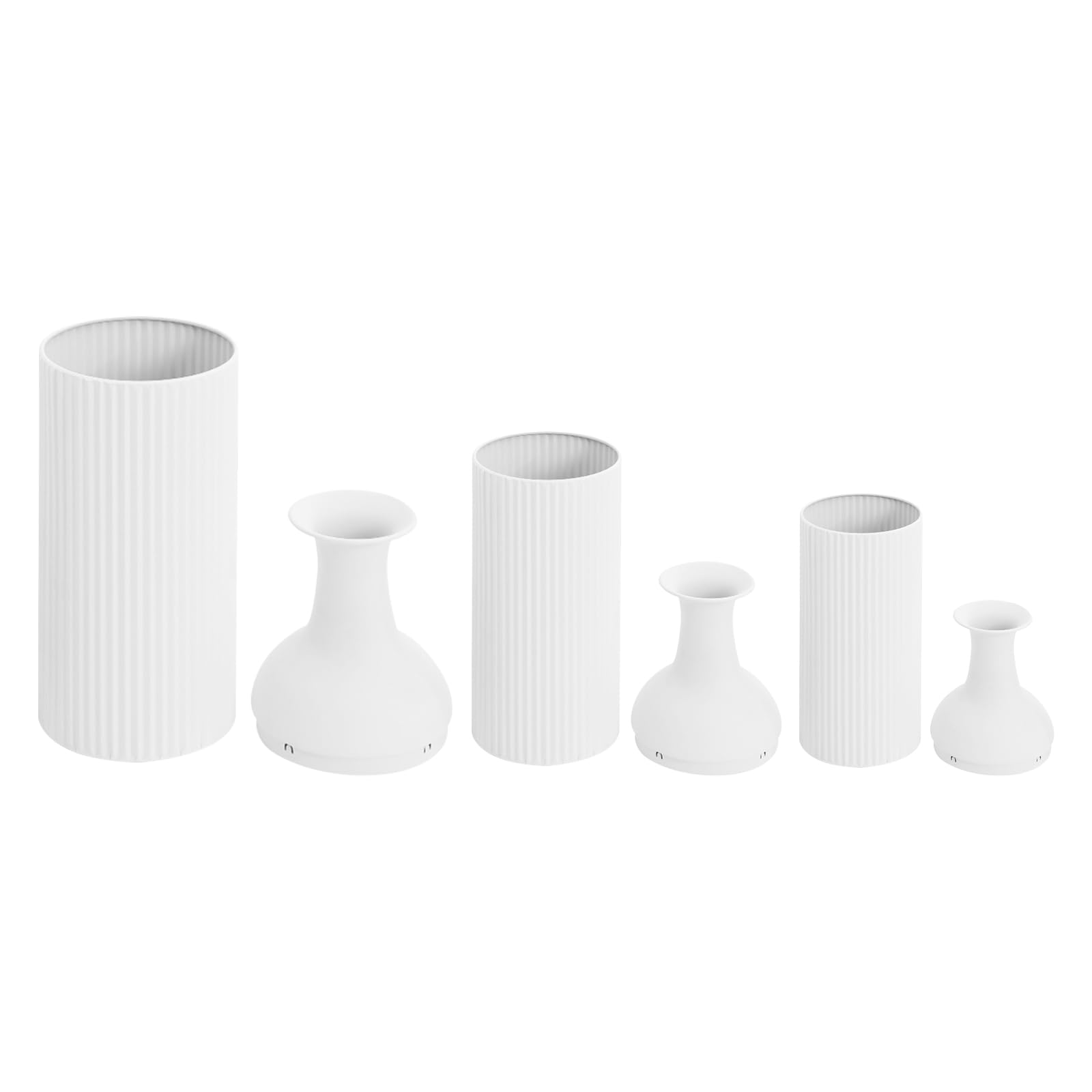 3er-Pack Vasen, Moderne Deko Blumenvase aus Metall, Vasen Set, Zylinder Vase, Tischdeko Outdoor, Vase Deko Landhausstil für Haus/Hochzeitsdeko & Gartenblumen (Weiß)