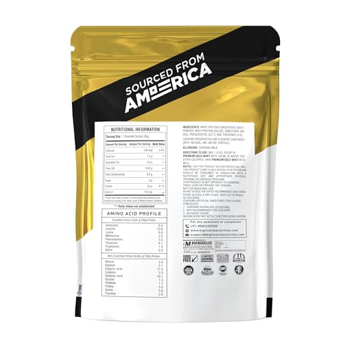 Image of Bigmuscles Nutrition Premium Gold Whey [37g] | Informed Choice UK Certified | Isolate Whey Protein Blend | 25g Protein | 11g EAA | ProHydrolase Enzyme Technology [Chocolate] - 1 Serving