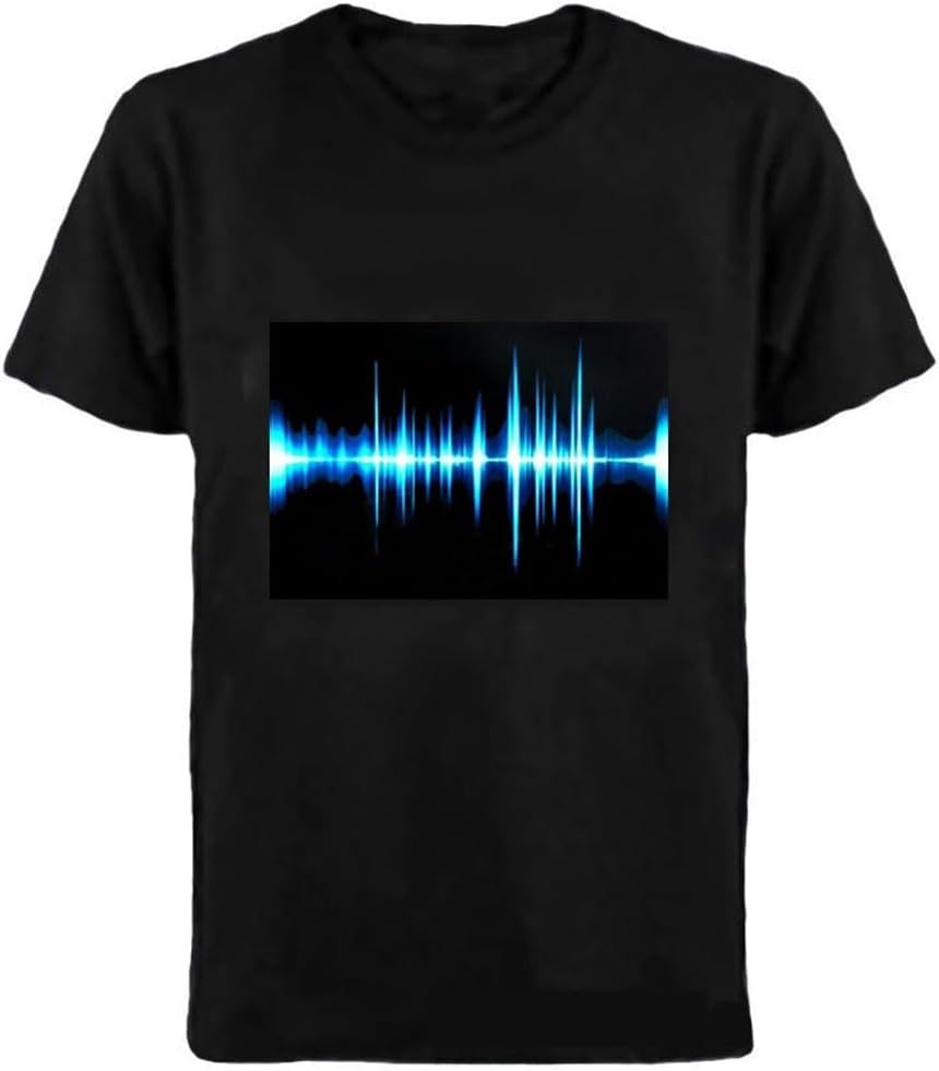LED Equalizer Flashing T-Shirt Sound Activated Black Shirt for Kids Mens Gifts(M, No21)
