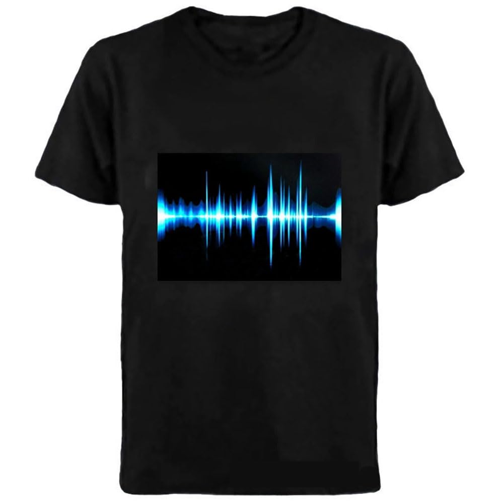 LED Equalizer Flashing T-Shirt Sound Activated Black Shirt for Kids Mens Gifts(4XL, No21)