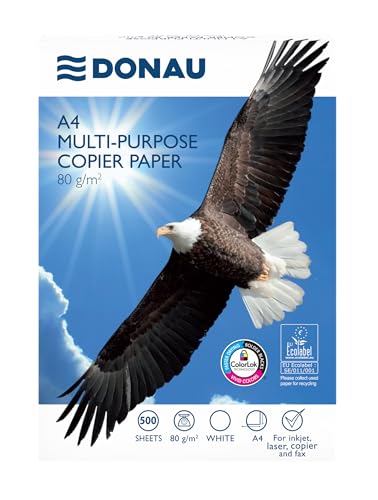 DONAU Kopierpapier Druckerpapier/DIN A4, 80g/m²/ 1 x 500 Blatt/Qualitätsklasse - C/Universalpapier/für Zuhause Büro und das Homeoffice/Umweltfreundlich