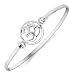 Chuvora 925 Sterling Silver Open Yoga Om, Ohm, Aum, Sanskrit Round Openable Hook Bangle Bracelet 7.5"