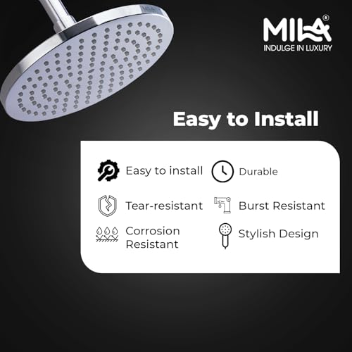 Image of Mila Disque Rain Shower| Chrome Finish Round Overhead Shower | Φ200mm Ceiling Mounted | ABS Body| Single Function Rainfall Shower for Broad Coverage & Water Efficiency| (Without Arm)