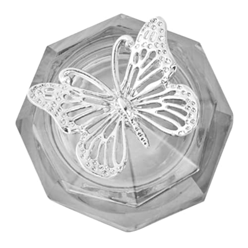 HAPINARY Manicure Nail Dish with Lid Stylish Crystal Cup for Application Lightweight Portable Design for Home Salon Use Prevents Splashes Unique Shape
