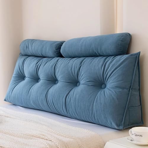 KOGB大きな三角枕、ベッドサイドクッション、畳、枕、ヘッドレスト、ソフトバッグ、衝突防止、ダブル大型背もたれ、ランバーサポート枕、シートクッション、ヘッドボード、バックサポート、読書枕、サイドポケット付き、高弾性PPコットン、取り外し可能で洗える、ソファ