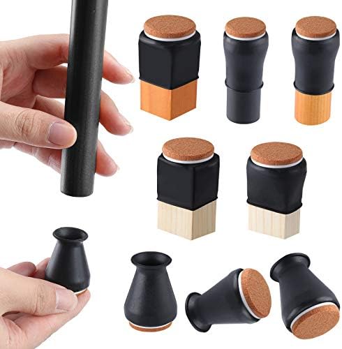 Black Silicone Chair Leg Floor Protectors with Felt, Extra Small Chair Leg Caps FIT 0.5" - 1" Silicon Furniture Leg Feet Cover Bottom Protect Wooden Floor No Scratches No Noise 16 Pcs
