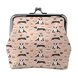 Monedero Bull Terrier Café Café Raza de Perro Patrón Blush Carteras Bolsa de Cambio de Cuero con Cierre de Beso Hebilla Monedero de Cambio