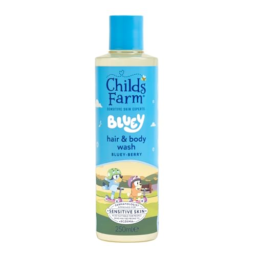 Childs Farm Kids Bluey Hair & Body Wash Bluey-Berry | Tear-free Gently Cleanses | Suitable for Dry Sensitive Skin 250ml