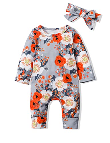 Image of Von kilizo Newborn Baby Girl Clothes Romper Onesie Cotton Newborn Outfit for Girls Cute Infant Girl Jumpsuits Clothes