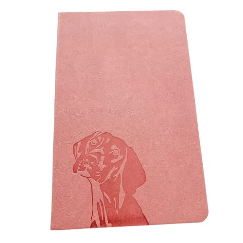 Cadeau pour passionné de Weimaraner : carnet ligné A5 rose en cuir
